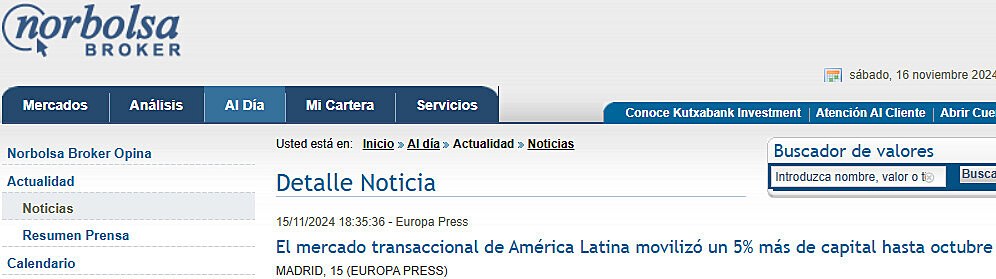 El mercado transaccional de Amrica Latina moviliz un 5% ms de capital hasta octubre